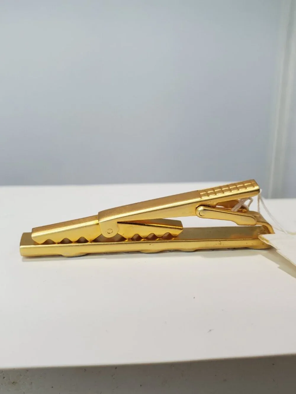 Vintage 14K Gold-Plated Brass with Rhinestones Tie Clip & Cufflinks 3 Pc Set